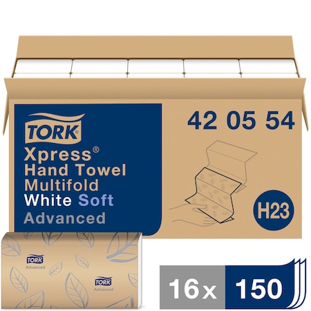 Tork Multifold Paper Towel, 150 Sheets Sheets, White, 16 PK 420554